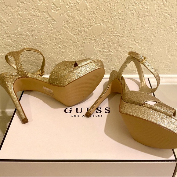 GUESS GOLD METALLIC Jordie Dress Sandals Heels - Picture 3 of 5